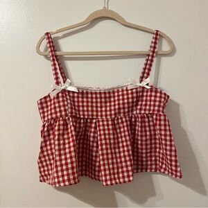 RED GINGHAM BABYDOLL TANK